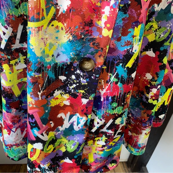 SHEIN Curve Size 3XL Clasi Graffiti Print Single Button Blazer Without Belt - Picture 10 of 11